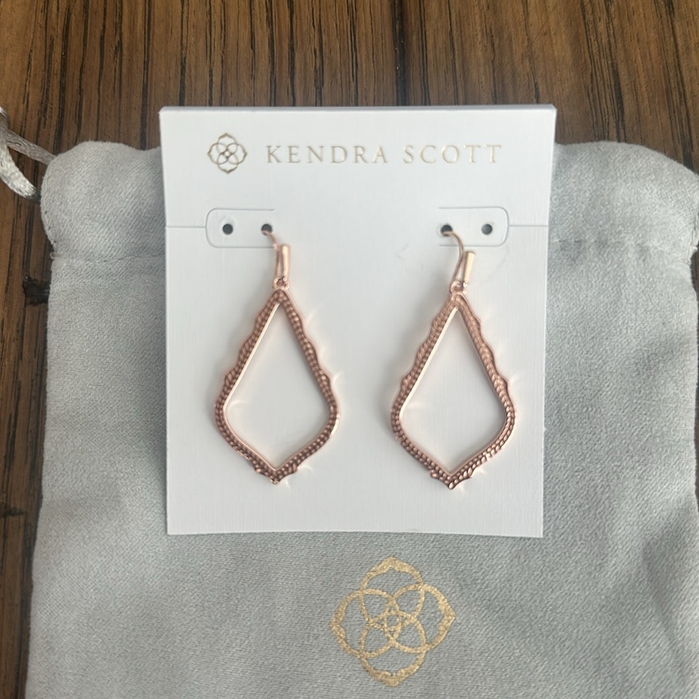 Kendra Scott Rose Gold Drop Earrings - Picture 2 of 3